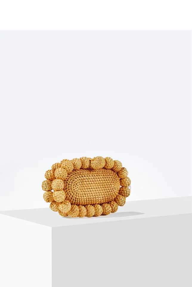 Women Egg Cane Bag Rattan Clutch Bag For Wedding Party Purse Summer Beach Wicker Handbag Designer 2024 New Z250603