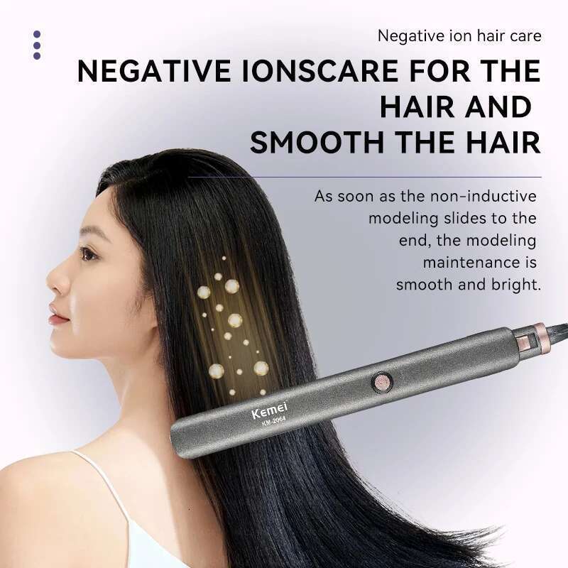 Kemei KM-2064 Multifunctional Hair Straightener & Curling with LCD Display Professional Styling Flat Iron for Women