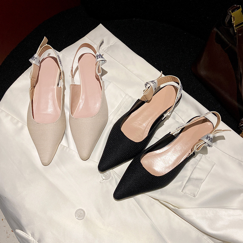 Letter Bowknot Knitted Sandals for Women 2025 Spring New Pointed Toe Shallow Mouth Backless Flat Shoes ddmythur