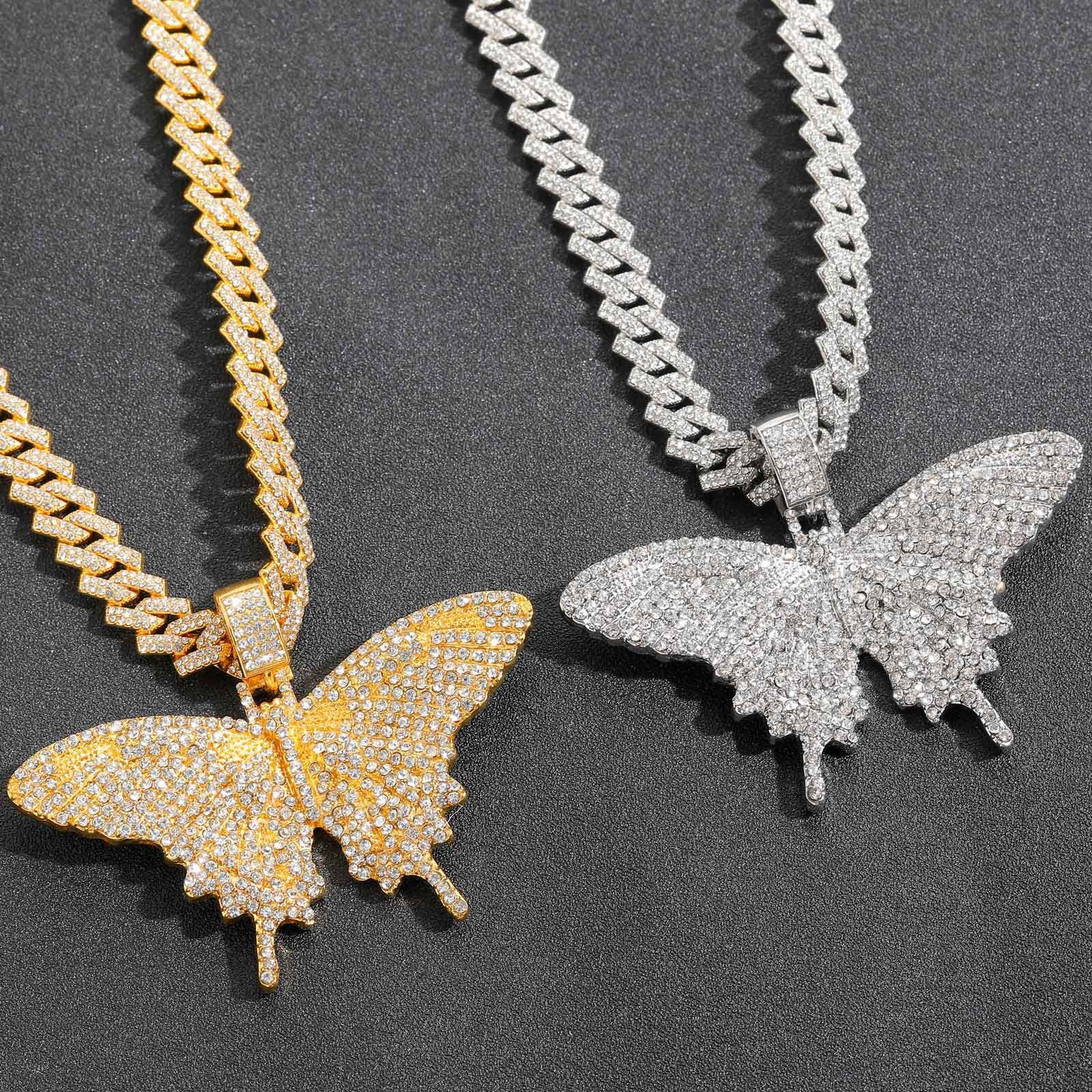 Ins Style Hip-Hop Moissanite Butterfly Pendant Full Diamond Mens Personality Ins Style Accessories Moissanite pendant