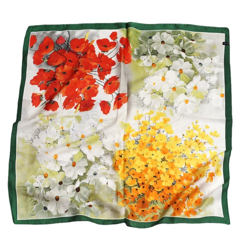 Green Versatile Faux Silk Spring Commuter Korean Fashion Professional Women Small Neck Scarf