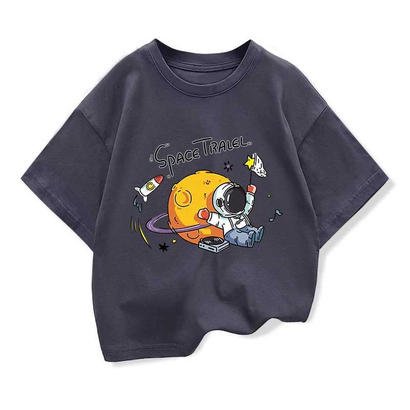 2025 New Kids Clothing Spaceman Travel Graphic Summer T-Shirt Boy And Girl Cotton Fashion Tops Teen Boys Loose Short Sleeve Tee T250603
