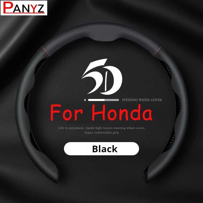 Leather Car Steering Wheel Cover Non-slip Breathable For Honda Civic Accord CRV HRV Jazz Odyssey City Vezel Polit Accessories R250603