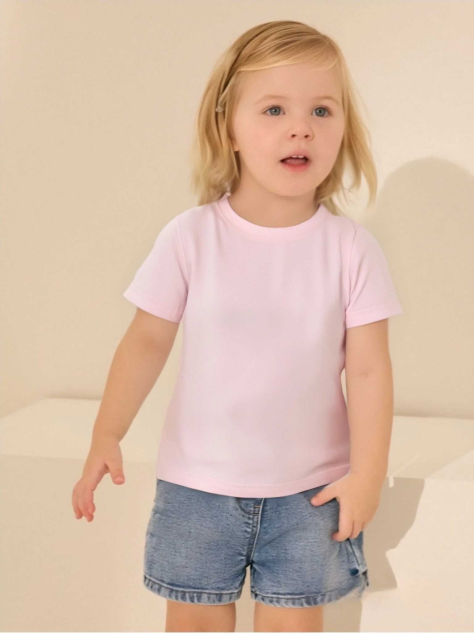 2025 Summer Breathable Kids Boy Girl T-shirt Solid Cotton Short Sleeve Baby Infant Children T-Shirt For Teenager Top Tee Clothes T250603