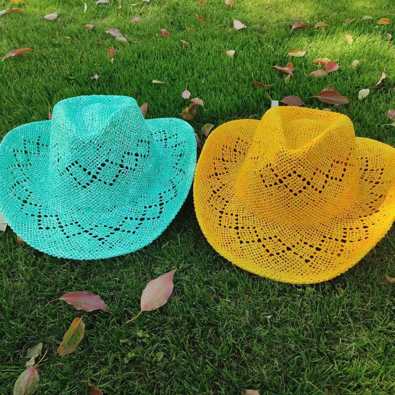 Cowboy Hat Red Hand-Painted Summer Straw Hat for Men and Women Cowboy Hat Outdoor Travel Sun Protection Beach Hat Sombrero Vaquero W250602