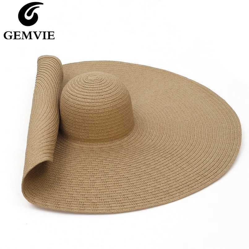 GEMVIE Oversized Straw Hat For Women Wide Brim Summer Sun Hat Packable Large Paper Beach Hat 2022 New Fashion W250602