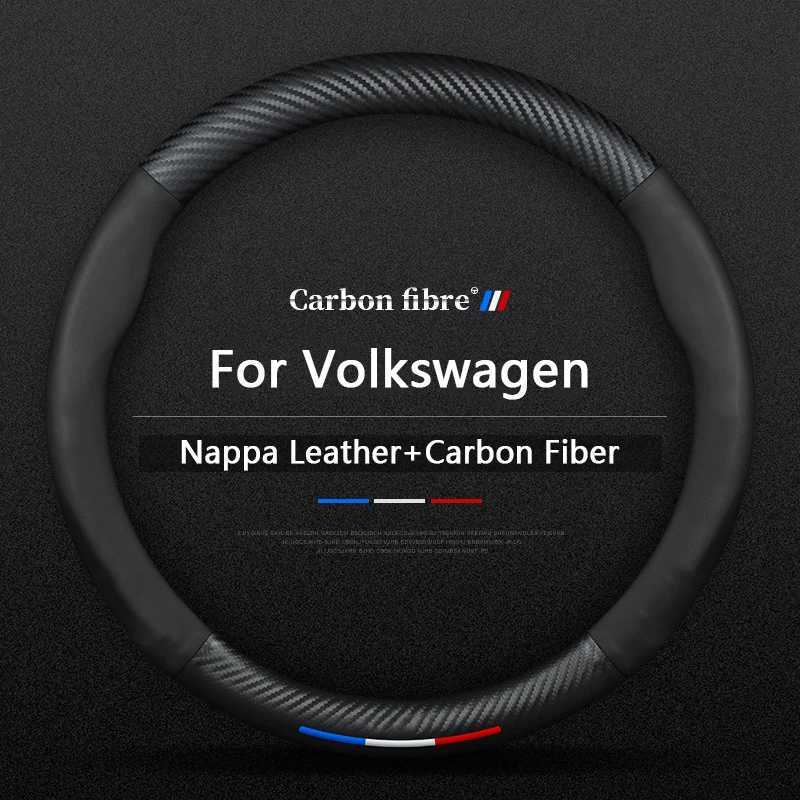 Car Carbon Fiber Leather Steering Wheel Cover For VW Volkswagen Golf 6 GTI R MK6 Polo Scirocco Passat CC Magotan Touareg Arteon R250603