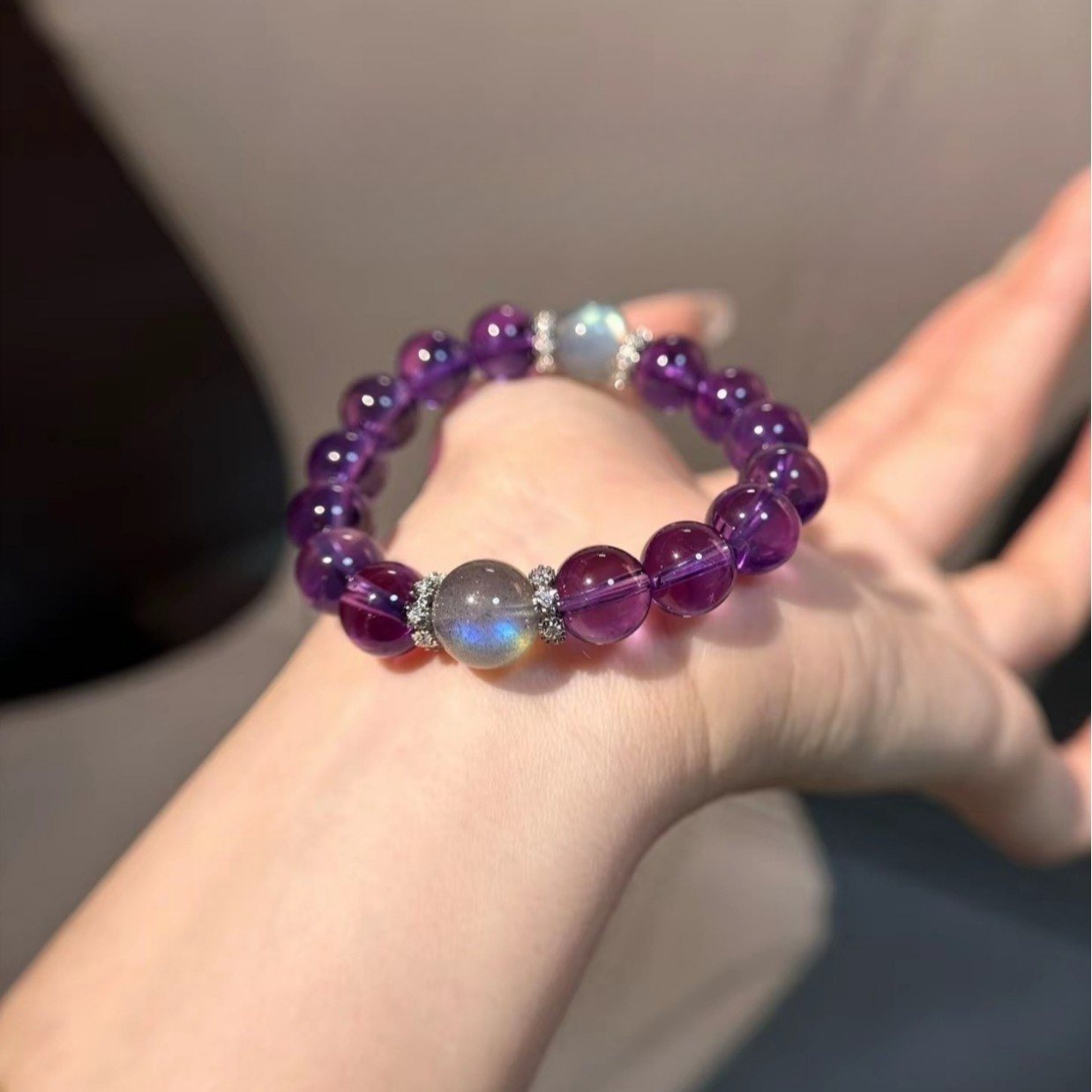 Natural crystal, Ula amethyst bracelet,Amethyst,wuxing implied meaning Cognitive awakening Mentor magnetism Wisdom-romance balance