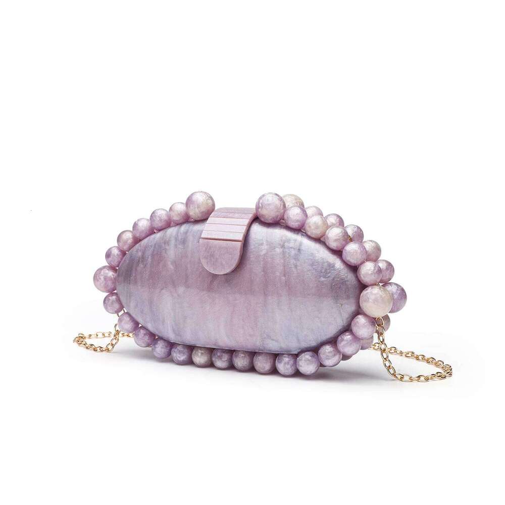 Pearl White Elegant Marble Acrylic Clutch Bag - Minimalist Women's Shoulder Crossbody Evening Purse for Dinner Party -