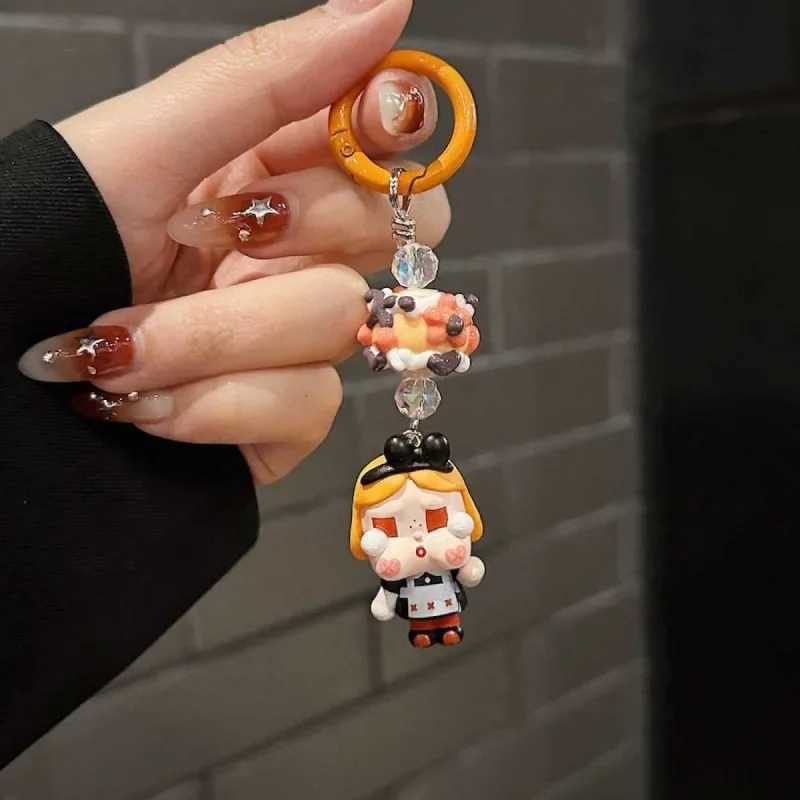 Labubu keychain kawaii anime cartoon keychain kawaii backpack decoration car key accessories childrens birthday gift new model XJ250602