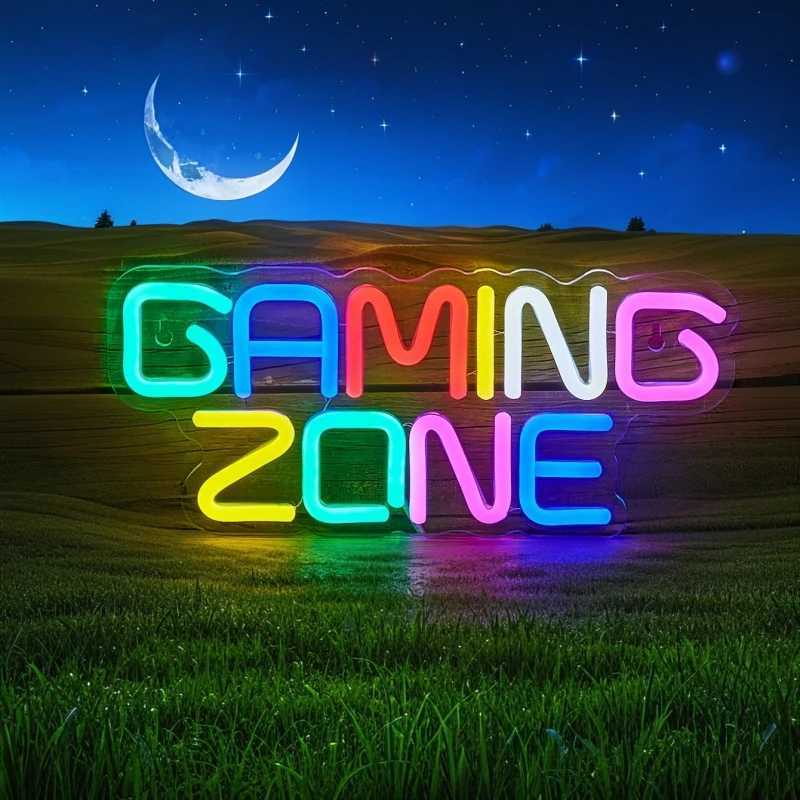 USB Powered GAMING ZONE Backlit Neon Light Sign for Party Game Room Man Cave Bar Decorative Gifts with Vibrant Visual EffectXJ250602