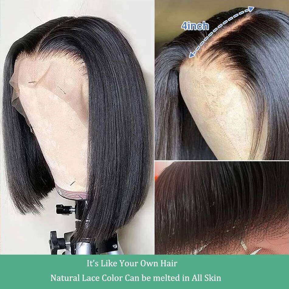 Straight Colored Short Bob Wig for Women13x4 Transparent Lace Front Pre Plucked 180 Density Wigs 100% Human Hair