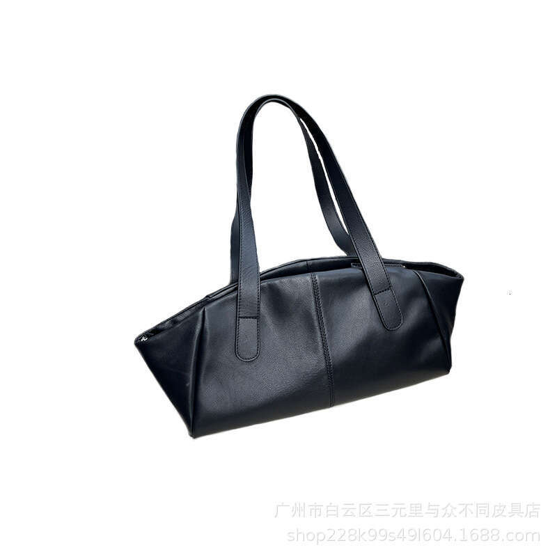 High End French Underarm Soft Top Layer Cowhide Commuter Professional Dong Jie Same Style Large Capacity Shell Bag