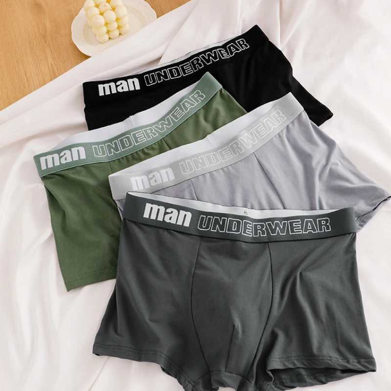 Mens Underwear Fashion Solid Cotton Comfortable Breathable Boxers Mens Underpants Male Letter Printed Panties Shorts Lingerie W250603