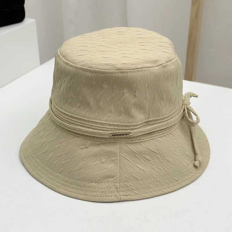 Bucket Hat Women Summer Hats For Women With Bow Sun Protection Korean Style Trendy Fisherman Cap Female Sun Hat New W250602