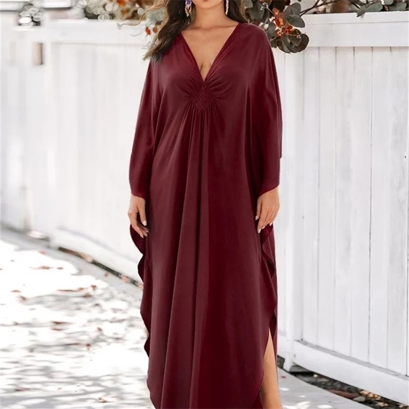 Bohemian Printed Loose Kaftan Casual Summer Vacation Maxi Dress For Women Clothes Beach Wear Moo Dresses Q1590 250519CJ