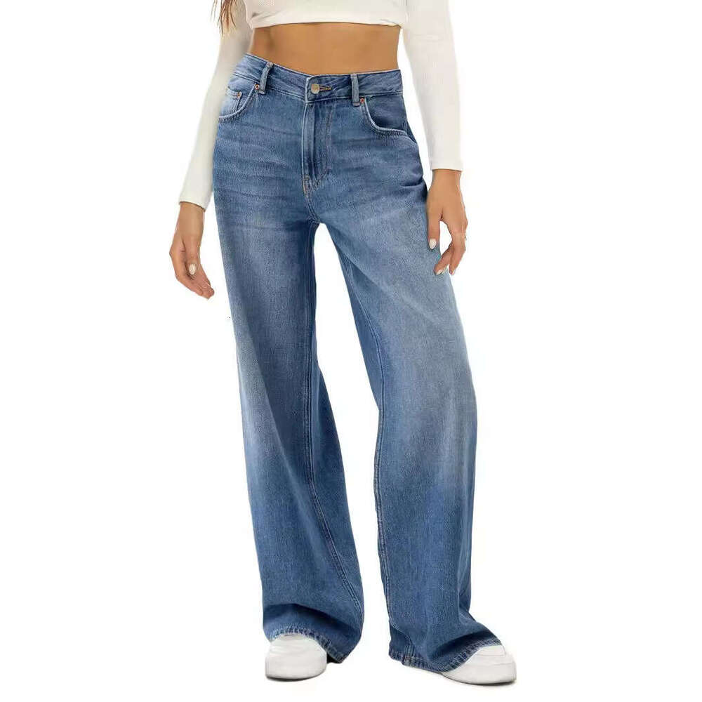 Cat Whisker Loose Wide-Leg Jeans For Women B5