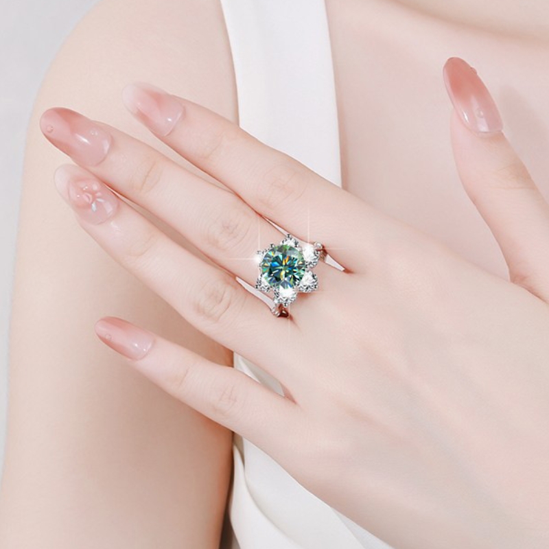 5CT D color VVS1 Moissanite crown star girl ring S925 sterling silver ultra-shiny classic fashionable personalized colorful proposal birthday annivers