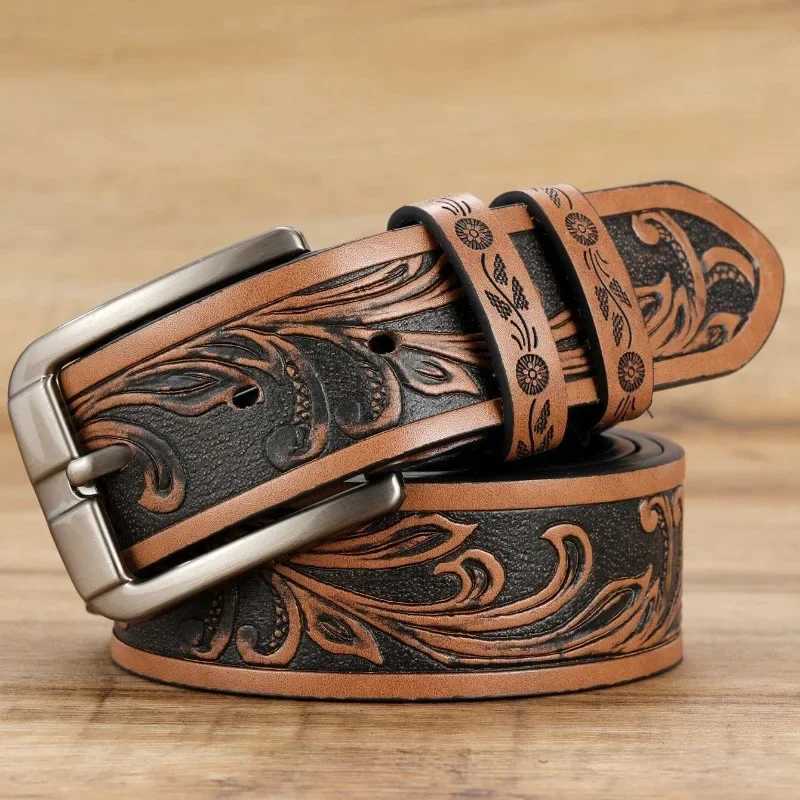 Mens Genuine Leather Alloy Pin Square Buckle Belt Business Leisure Belts 2024 Fashion Black Coffee Brown Waist Belts for Men XJ250602