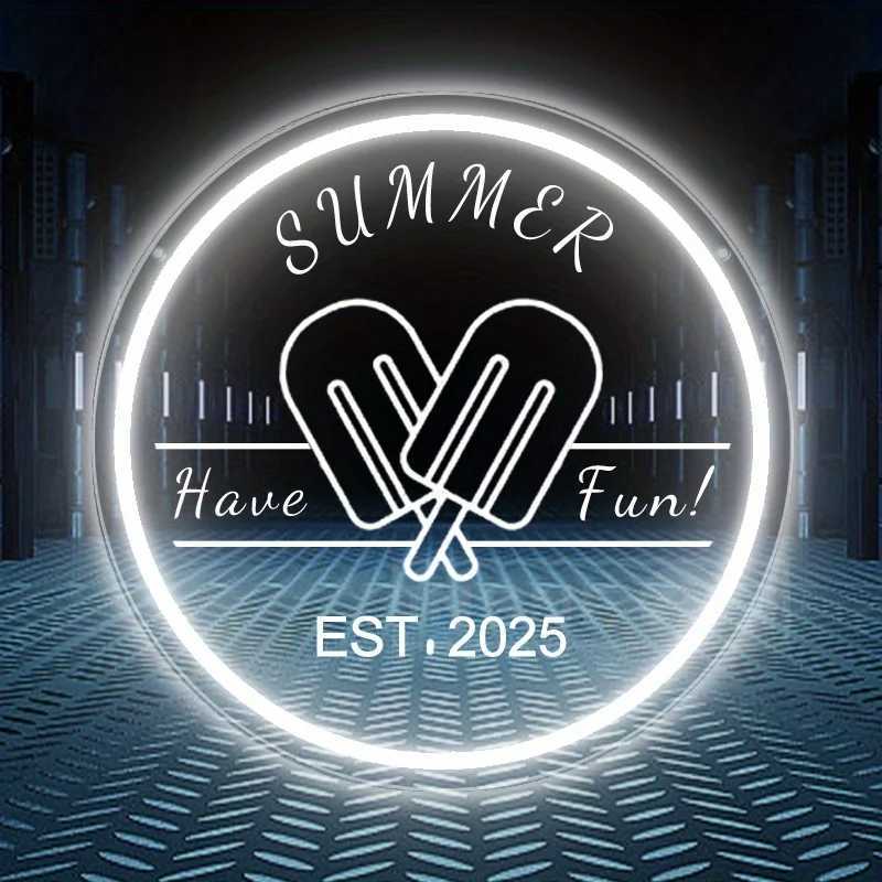 Customizable Summer Ice Cream Neon Sign Light USB-Powered Wall Decor Switch Playful Design Beach Bar Bedroom Party Durable Decor XJ250602