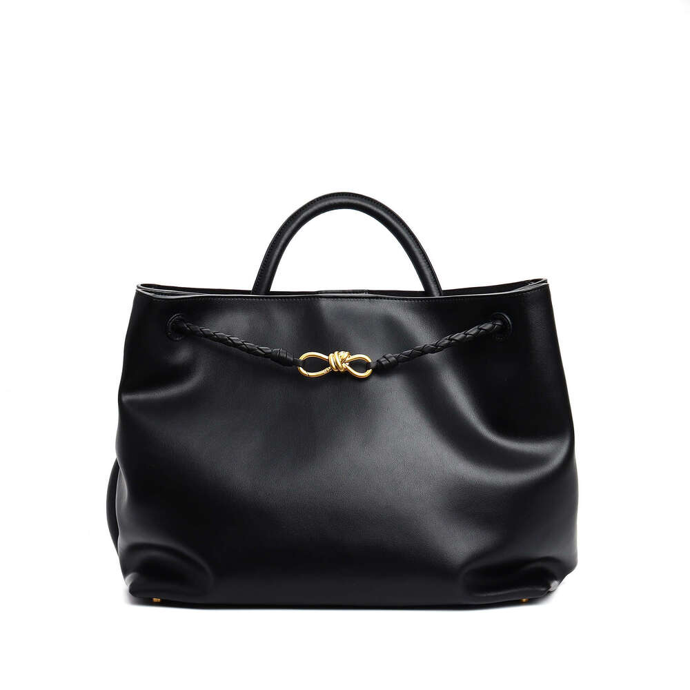 New Andiamo Bowknot Full Cowhide Classic Woven Commuter Large Capacity Tote Handbag