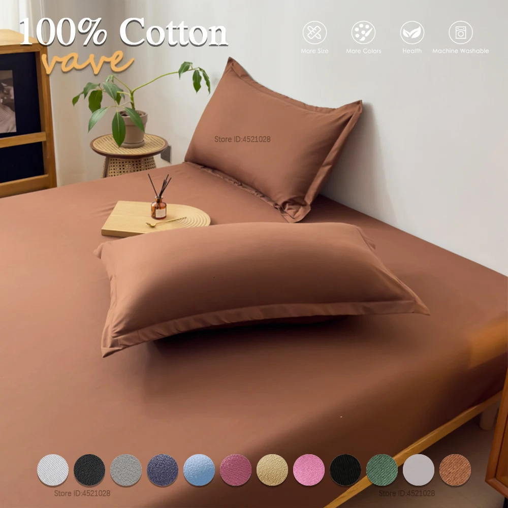 Single/Double/King/Queen Beds Cotton Fitted Sheet for Mattress Pads and Bedspread Covers in All Bed Sizes 140/150/160/180x200 250530