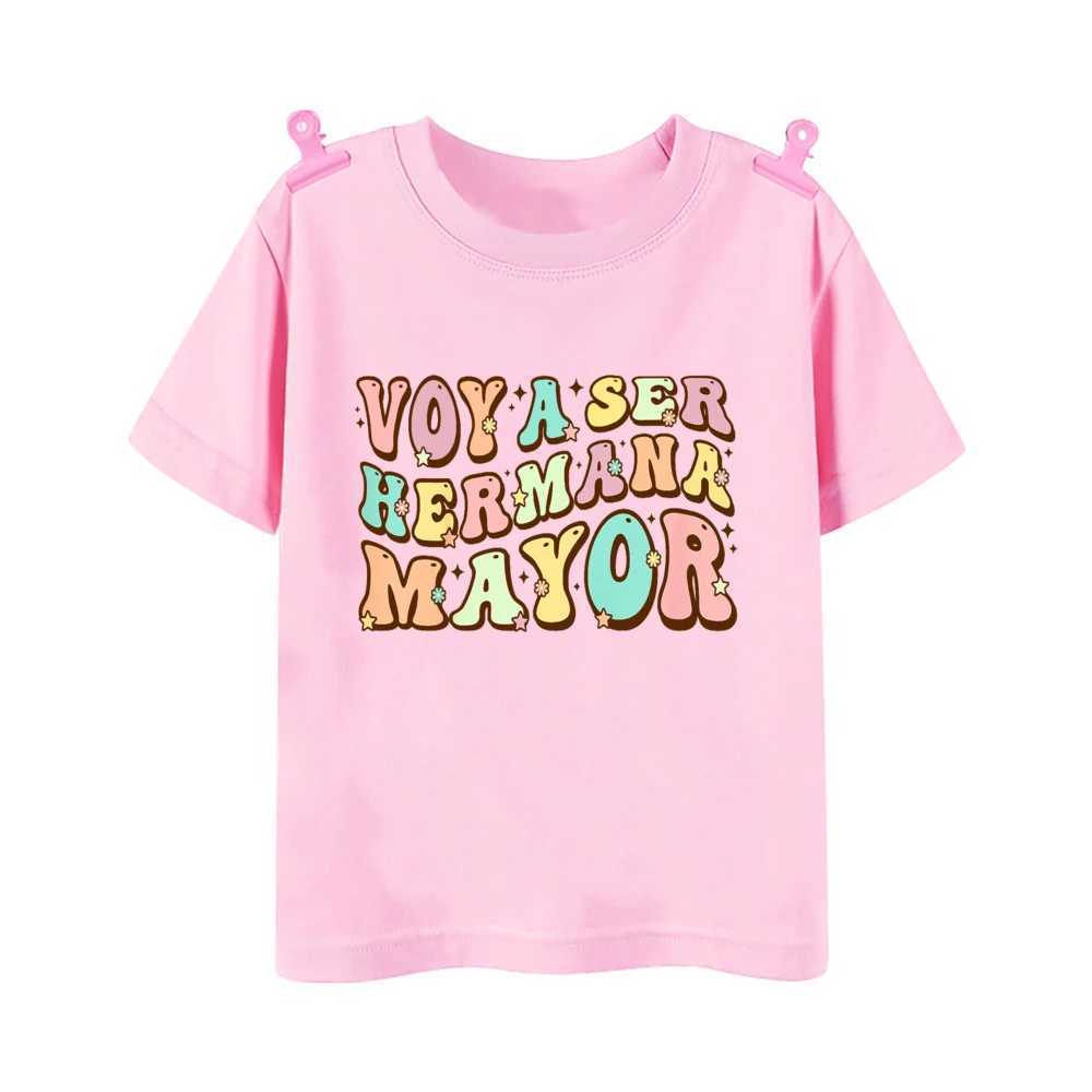 I Will Become A Big Sister Spanish Printed Shirt Big Sister T-shirt Pregnant Announcement Clothes Girls Short Sleeve Shirts Tee T250603