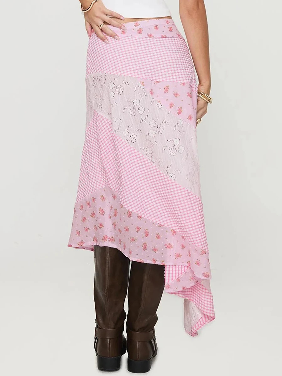 Elegant High Waist Pleated Maxi Skirt with Boho Floral Print Vintage Style Long Skirt for Women Lightweight Autumn Fashion 250603