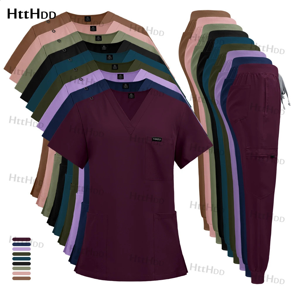 Mens Scrubs Uniform Work Gowns Woman Doctor Gown Wholesale Scrub Sets Beauty Salon Pharmacy Pet Store Uniforms Top Pant 250530