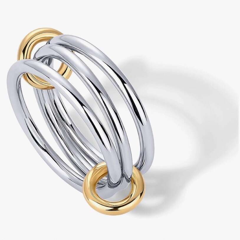 fashion niche temperament creative personality stainless steel multilayer diamond ring for women layered wear