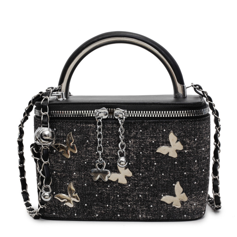 designer High-End Denim Chain Handbag Small Square Bag for Women 2025 New Versatile Fashion Single Shoulder Crossbody Box Bag