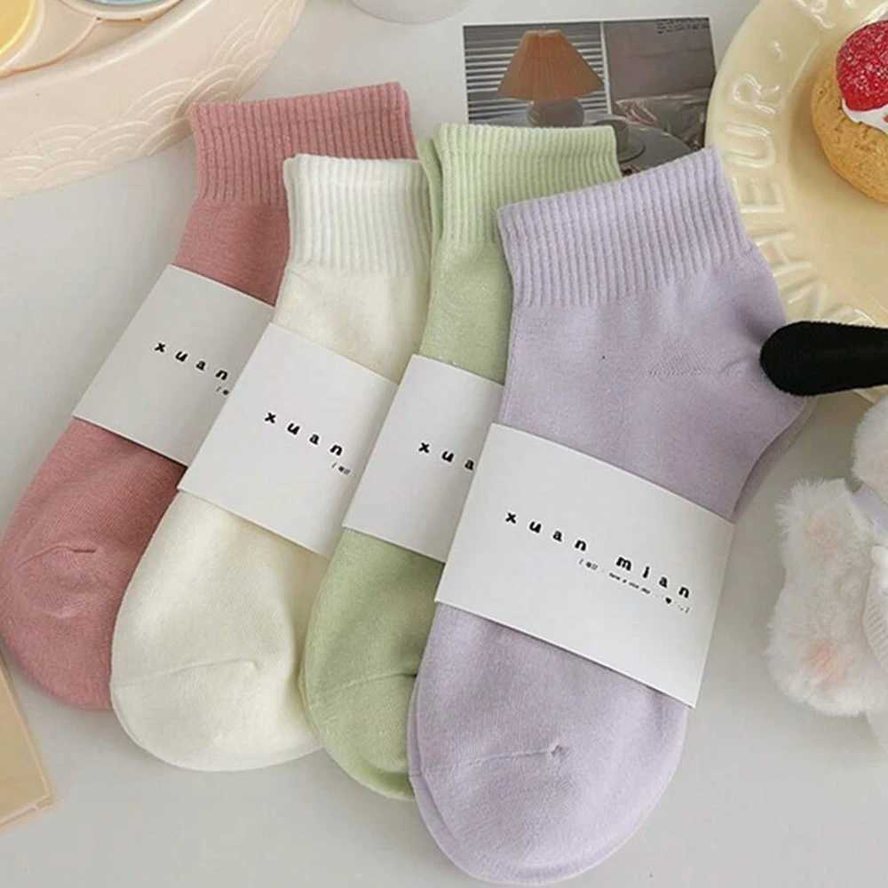 5/10 Pairs Women Macaron Colored Short Socks Fashionable Simple Soft Comfortable Sweat Absorbing Breathable Casual Socks T250602