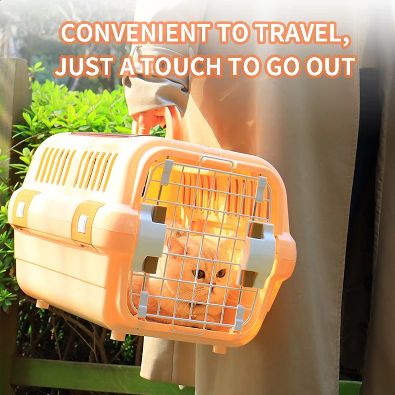 Outdoor Portable Cat Box Large Capacity Pet Aviation Box Cats Transport Cage Breathable Solid For Dog Cat 250526