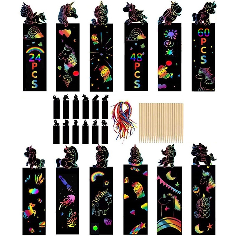 Animal Style Paper Creative DIY Children's Christmas Halloween Scratch Card Bookmark