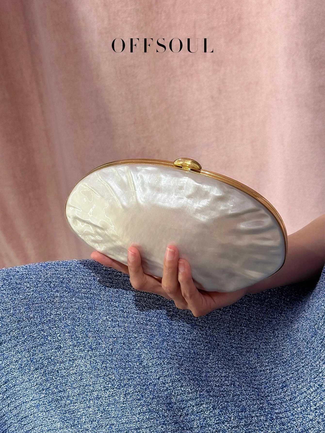 Mermaid Series White Pearl Effect Hard Shell Bag New Wedding Dress for Bride with Evening Bag Z250603