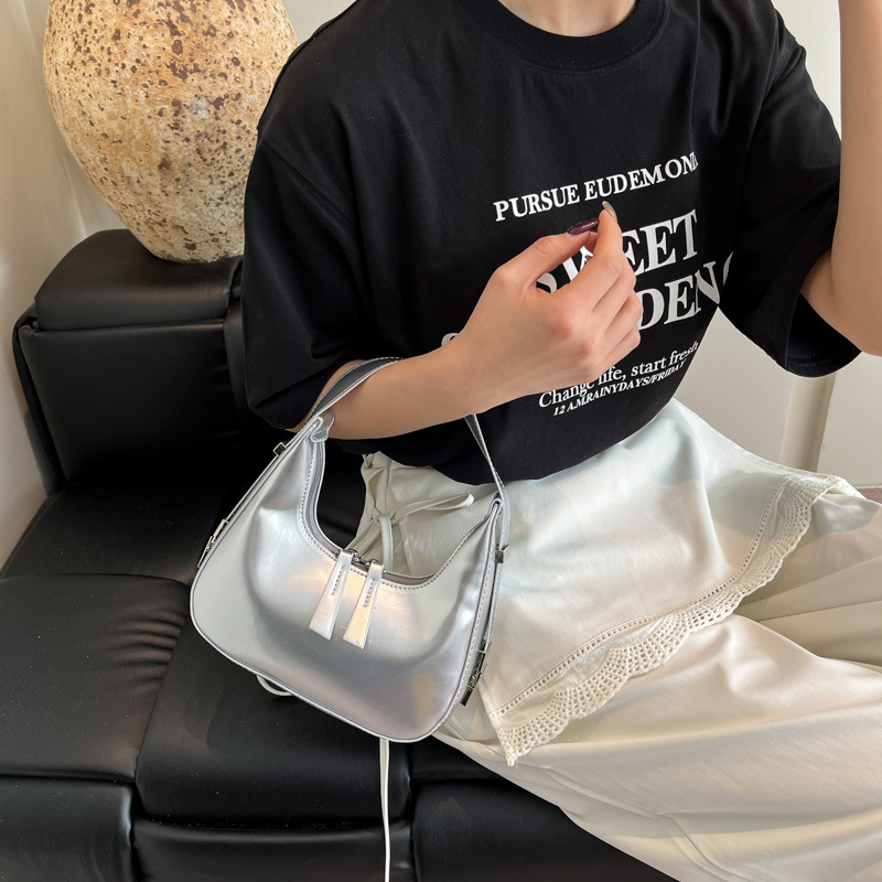 designer French Style High-End Patent Leather Underarm Bag for Women 2025 Summer New Versatile Fashion Niche Dumpling Bag Crossbody Bag