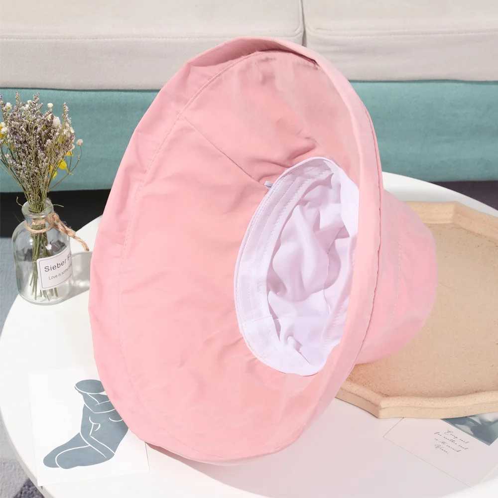 Wide Brim UPF 50+ Sun Hat for Women Anti-UV Protection Hiking Fisherman Cap Foldable Summer Solid Beach Hat 2025 Sun Hat W250602