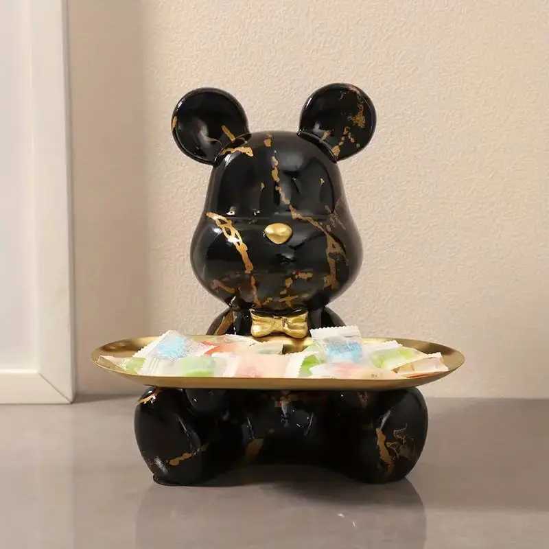 YuryFvna Graffiti Bear Figurine A Decoration Statue Keys Storage Shelf Modern Ro Sculpture Table Decor Statues Y250509