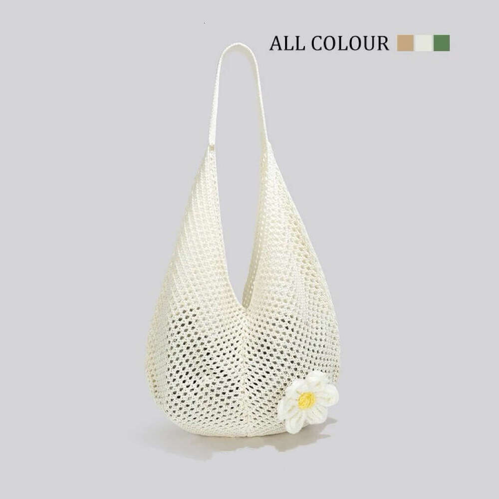 Comparable Bean Large Capacity Woven Shoulder Underarm Tote for Women New Summer Casual Vacation Beach Bag