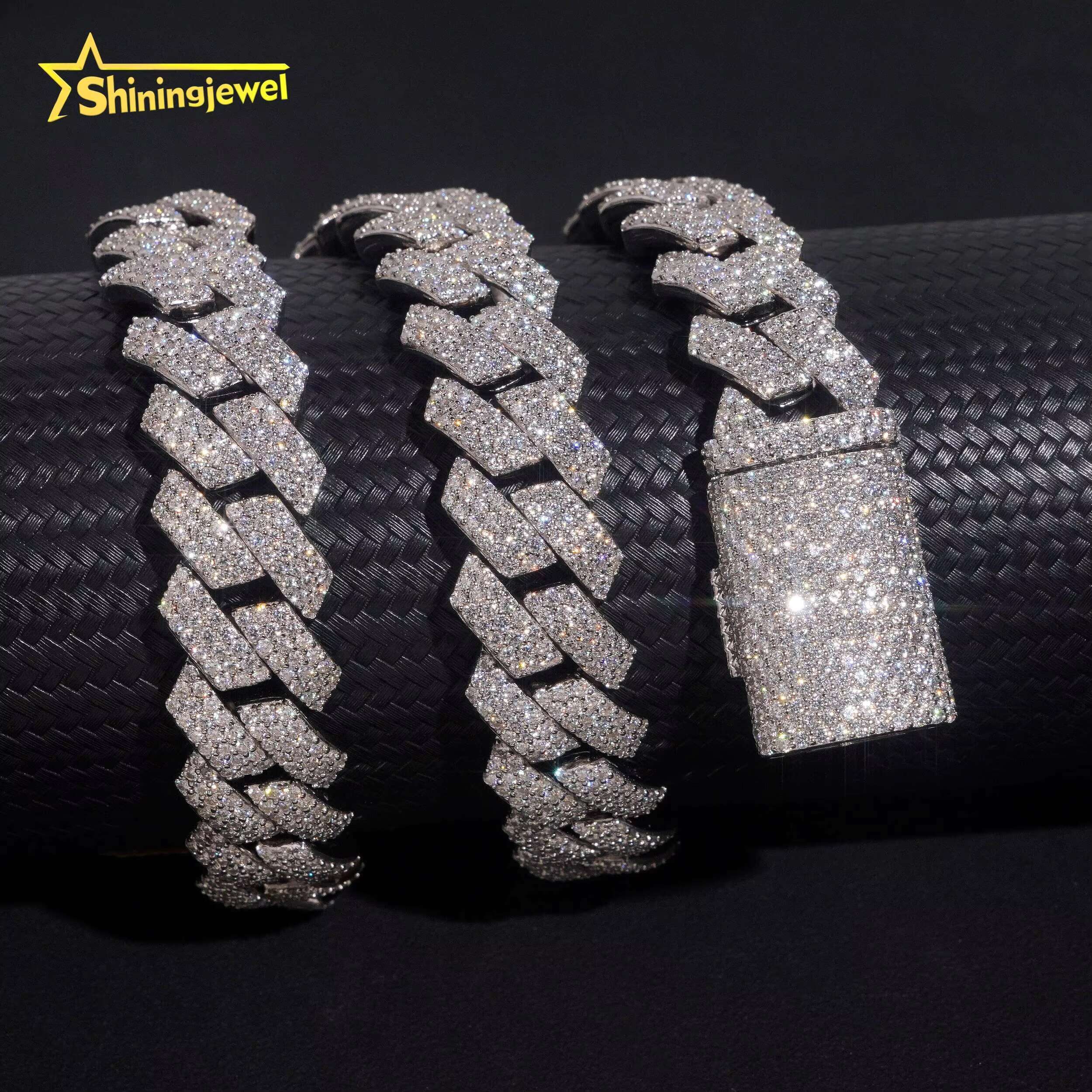New Design 925 Silver 15MM Cuban Link Moissanite Hip Hop Jewelry Iced Out Men Fashion Long Necklace Cuban Link Chain