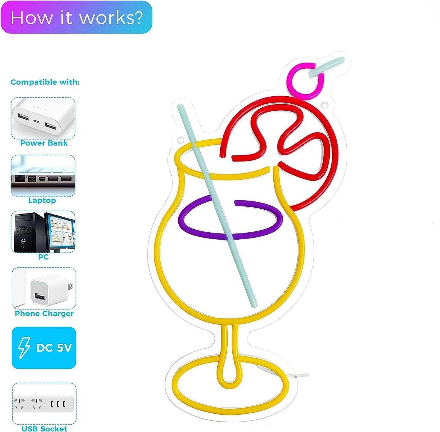 Cocktails Cup Neon Light Bar Sign For Bedroom Wall Neon Decoration for Cocktail Bar Home Bar Party Decor Christmas Holiday Gifts XJ250602