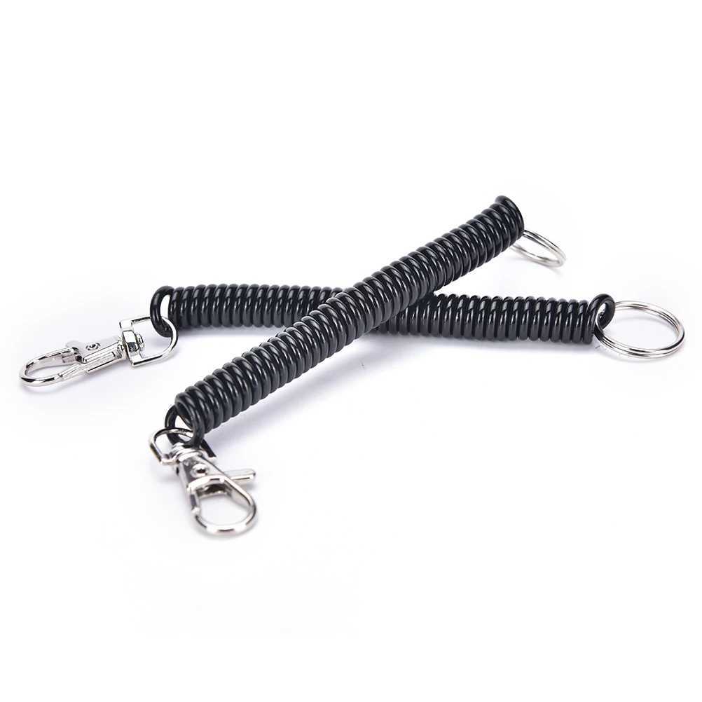 2Pcs Plastic Black Retractable Spring Coil Spiral Stretch Chain Keychain Key Ring For Men Women Key Holder Keyring GiftsXJ250602