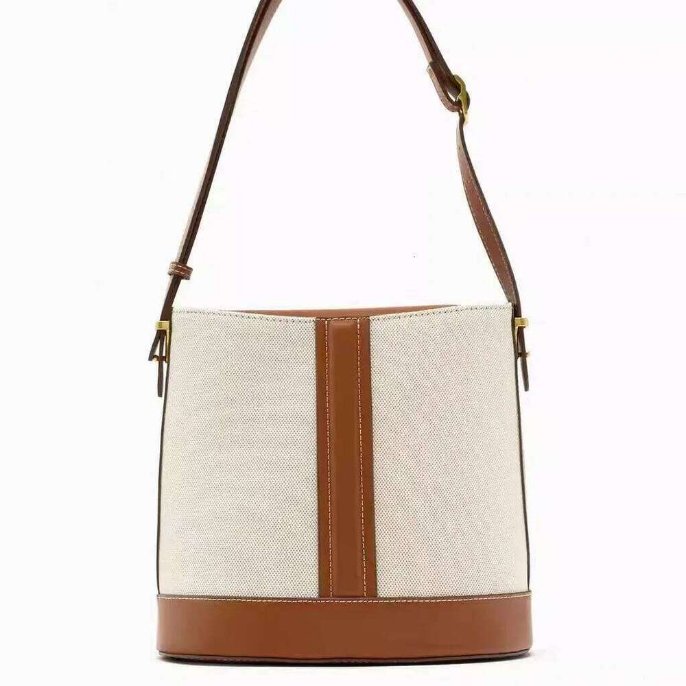 Fashion Canvas Bucket Large Splicing Handbags Shoulder Bag High Quality Crossbody Bags For Women Tote Female Purses
