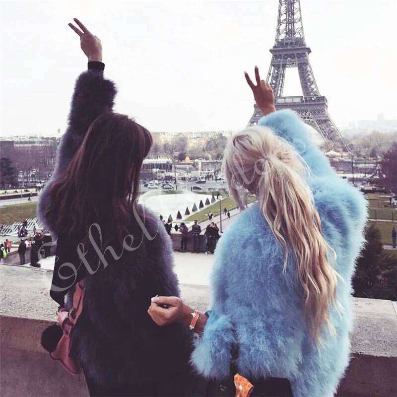 New Season's 100% Fluffy Feather Fever Jackets Handmade Knitted Genuine Ostrich Coat Women Retail Natural Fur Jacket