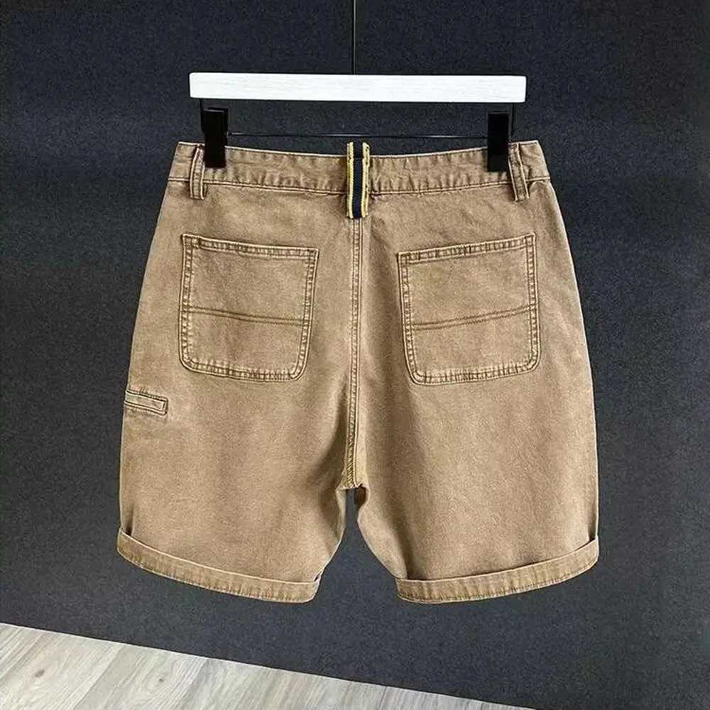 2025 Summer New Mens Solid Color Washed Denim Shorts American Retro Fashion Trend Street Casual Loose Breathable Mens Bottoms T250603