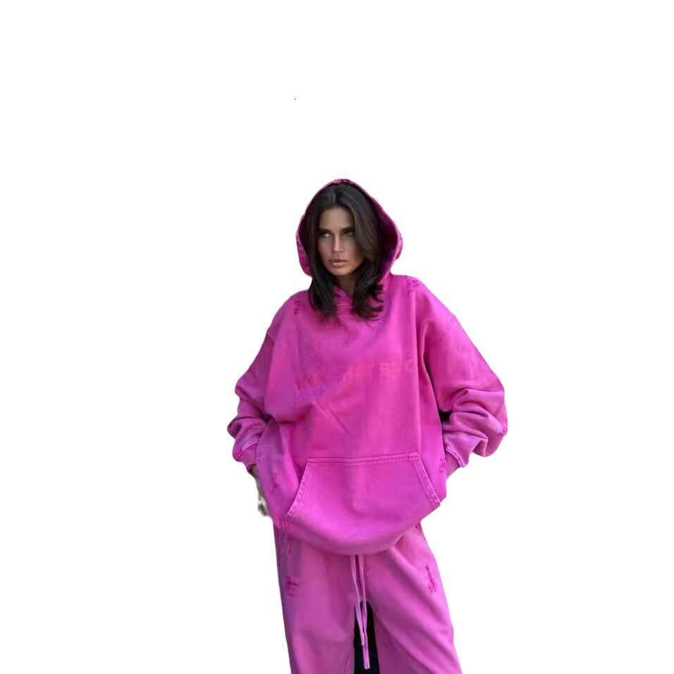 Boyfriend Style Oversized Long Sleeve Hoodie Sweatshirt For Women Trendy Straight Loose Sweatpants Set Women's High-End Fashion B5