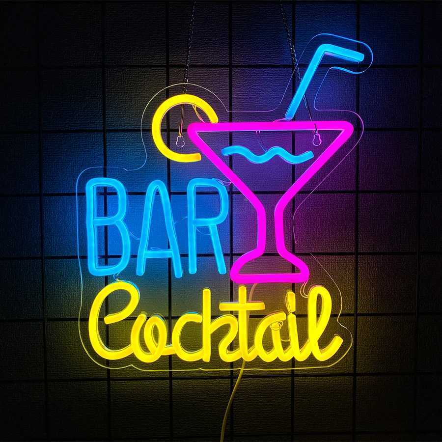 Cocktail Series Neon Signs Wine Glass LED Wall Lamp USB Power Supply Light Used for Bedroom Bar Club Entertainment Art Decor XJ250602