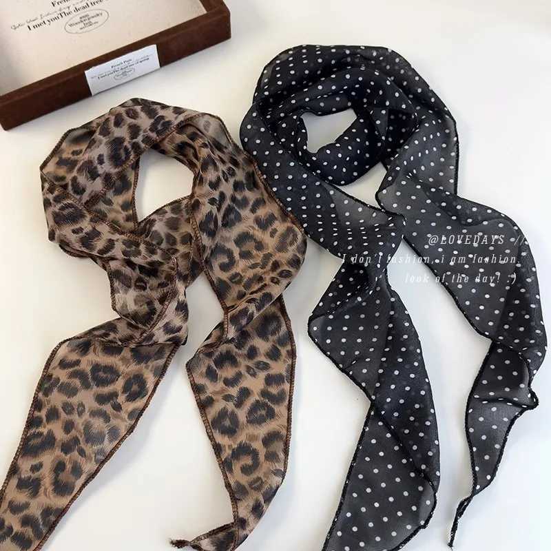 K-Style Animal Print Polka Dot Scarf Belt Boho Hair Band TikTok Viral Spring Summer Satin Accessories Luxe Versatile Scarf W250602