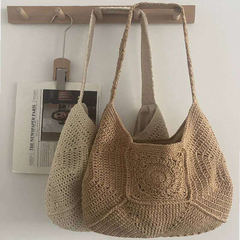 Women's Bags Designer Rope Crochet Tote Large Capacity Woven For Women Knitted Shoulder Bag Summer Travel Beach Bags Soft Shopper Purses NEW