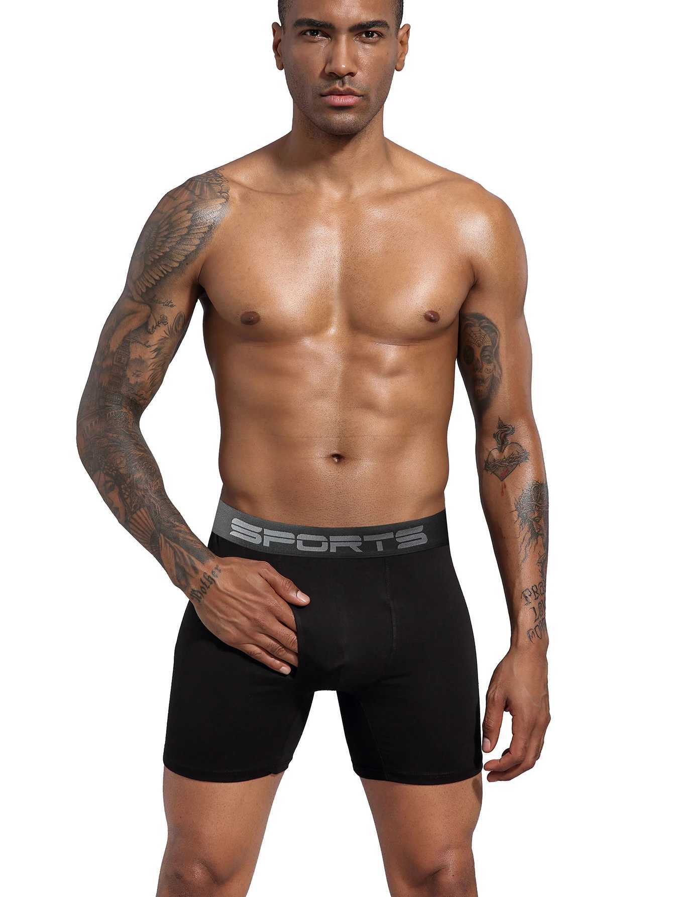 5pcs Mens Boxer Briefs Sport Underwear Longer Legs Underpants milk Silk Fabric Quick Drying Open Fly Men Black Boxer shorts W250603